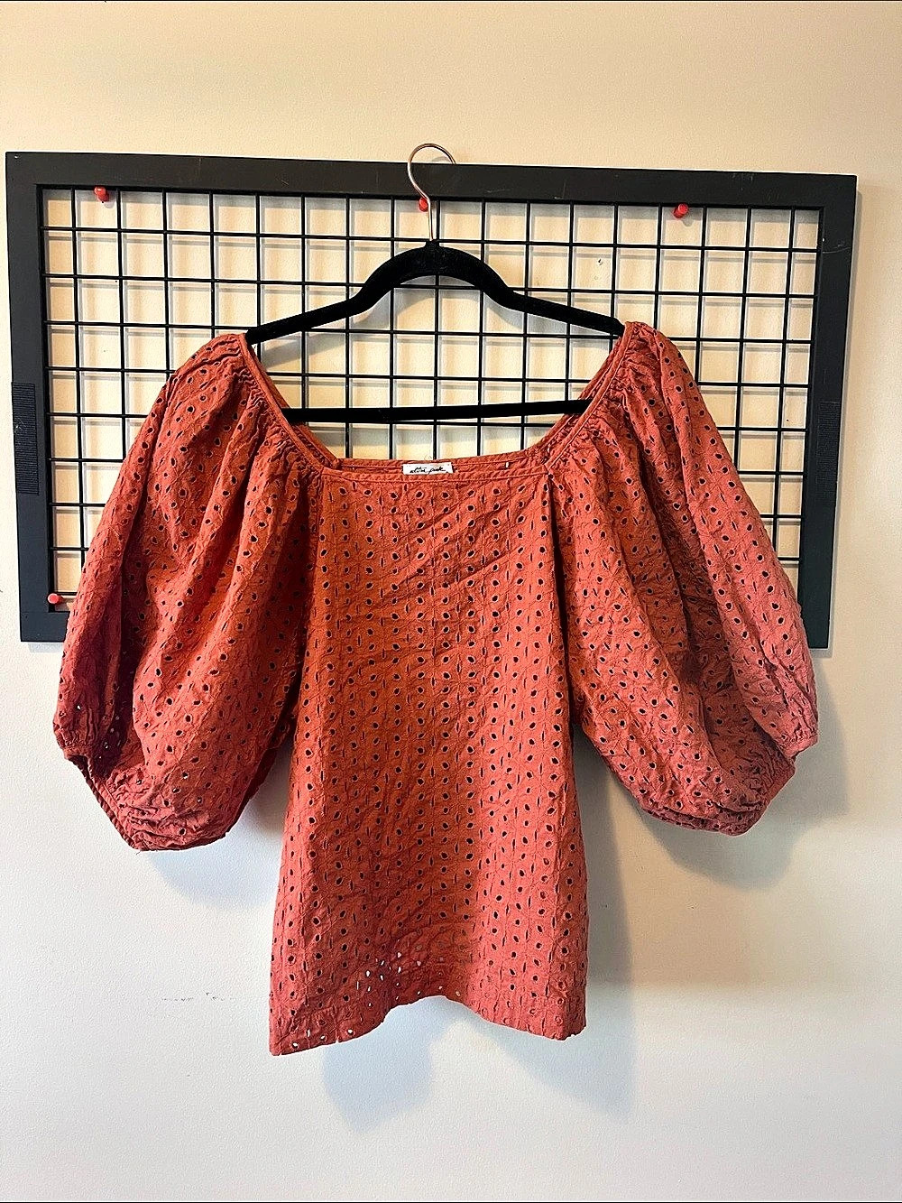 Cotton Eyelet Puff Sleeve Blouse